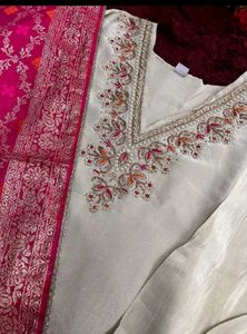 Embroidered Kurta With Dupatta Set