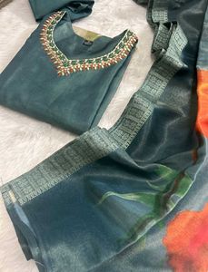 Elegant Teal Embroidered Kurta Set