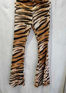 5229. Trendy Tiger Print Flare Pants