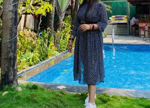 Chic Floral Print Dress without belt