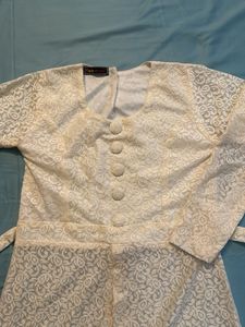 Elegant Cream Lace Kurta Set