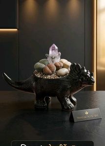Brand New Black Ceramic Dinosaur Planter Pot -