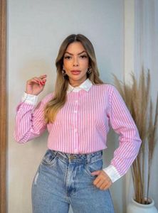 Chic Pink Striped Button-Up Shirt