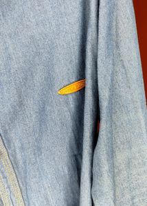 Denim Shirt Full Sleeves Band Color (Casual)