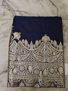 Navy Blue Banarasi Silk Saree