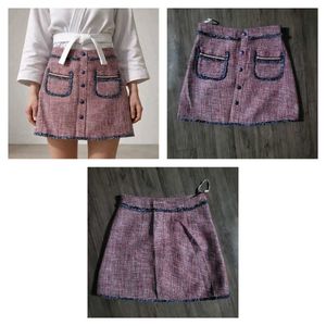 Tweed Mini Skirt with Pockets