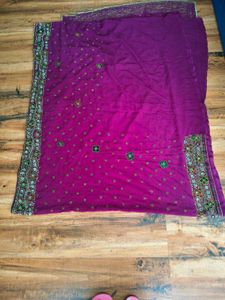 y2k purple heavy handwork saree..
