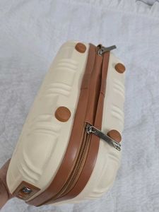 Stylish Cream Plaid tiny luggage
