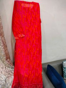 Vibrant Pink & Red Printed Kurta