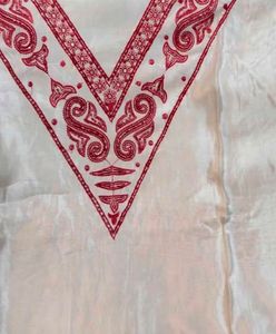 Elegant White Kurta Set with Red Embroidery