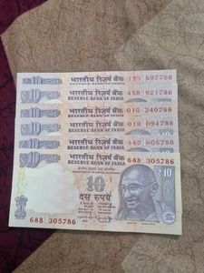 6 pcs UNC Collection of Indian 10 Rupee Not