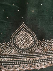 Elegant Dark Green Embellished Saree