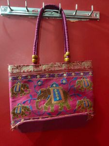 Embroidered Elephant Tote Bag