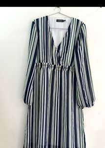 Striped Maxi Dress with Elastic Waist
