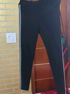 Black Track Pants with White Stripes
