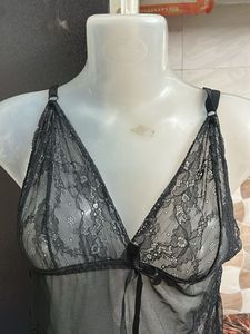 Elegant Black Lace Nightgown