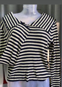 Striped Knit Long Sleeve Top