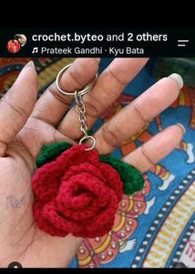 Handmade Crochet Flower Keychains set of 3