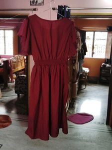 233.Chic Burgundy Flared Dress