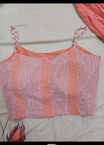 Beautiful Peach Crop Top Palazzo Set