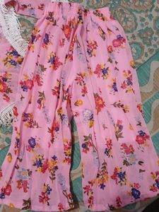 Pink Floral  Set with Fringe Detail