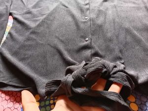 Chic Black Tie-Front Blouse