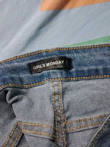 Distressed Blue Denim Jeans