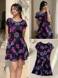 Imported Women's Black Floral Print Dress