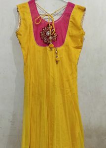 Yellow Embroidered Anarkali Suit