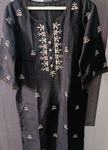 Chanderi Silk Embroided Kurta With Pant Set