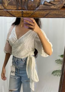 Textured Wrap Top