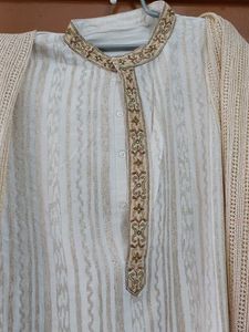 Cream Kurta Pajama Set with Dupatta.