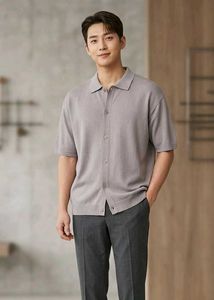 DRAW FIT knitted front open shirt