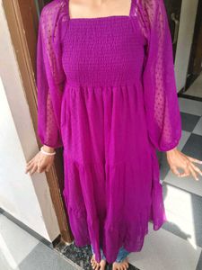 Purple Smocked Tiered frock