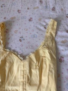 Cute Yellow Lace Trim corset like Top