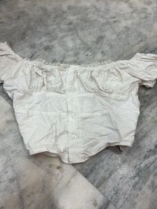 vintage new me Off-Shoulder Puff Sleeve Crop Top