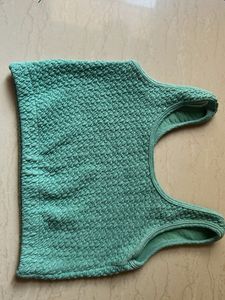 Seafoam Green Textured Crop Top