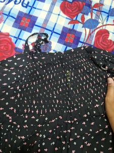 Black Floral Print Sundress