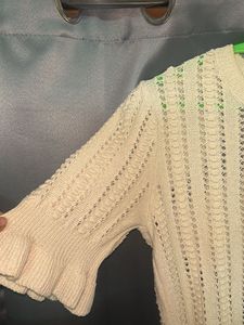 Cream Crocheted Ruffled Top