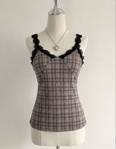 Plaid Lace Cami Top (bust 28-30)IMPORTED