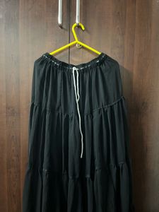 Flowy Black Tiered Maxi Skirt