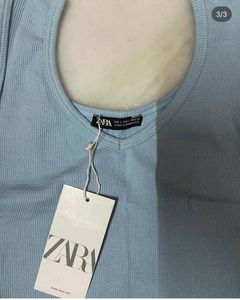 Zara Blue Ribbed Tank Top