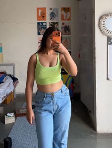 Lime Green Crop Tank Top