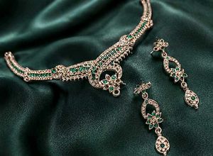 Emerald and Crystal Necklace &amp; Earring Set