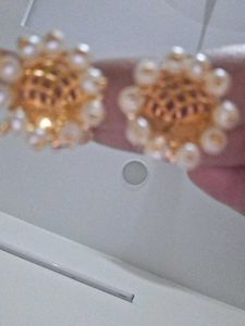 Elegant Gold Pearl Stud Earrings