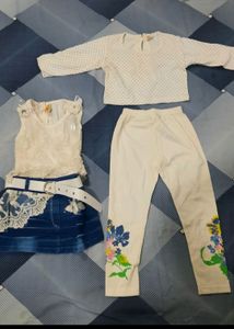 3 Piece Soft Hoisery New Set For Toddlers Girls