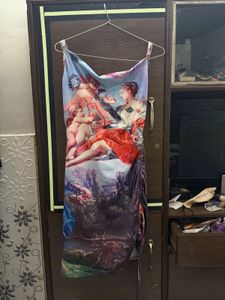Artistic Renaissance Print Ruched Dress