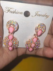 Pink Gemstone &amp; Crystal Earrings