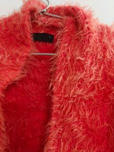 Vibrant Fuzzy Crochet Shrug - free size