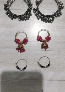 Oxidized Silver Jhumka Earrings